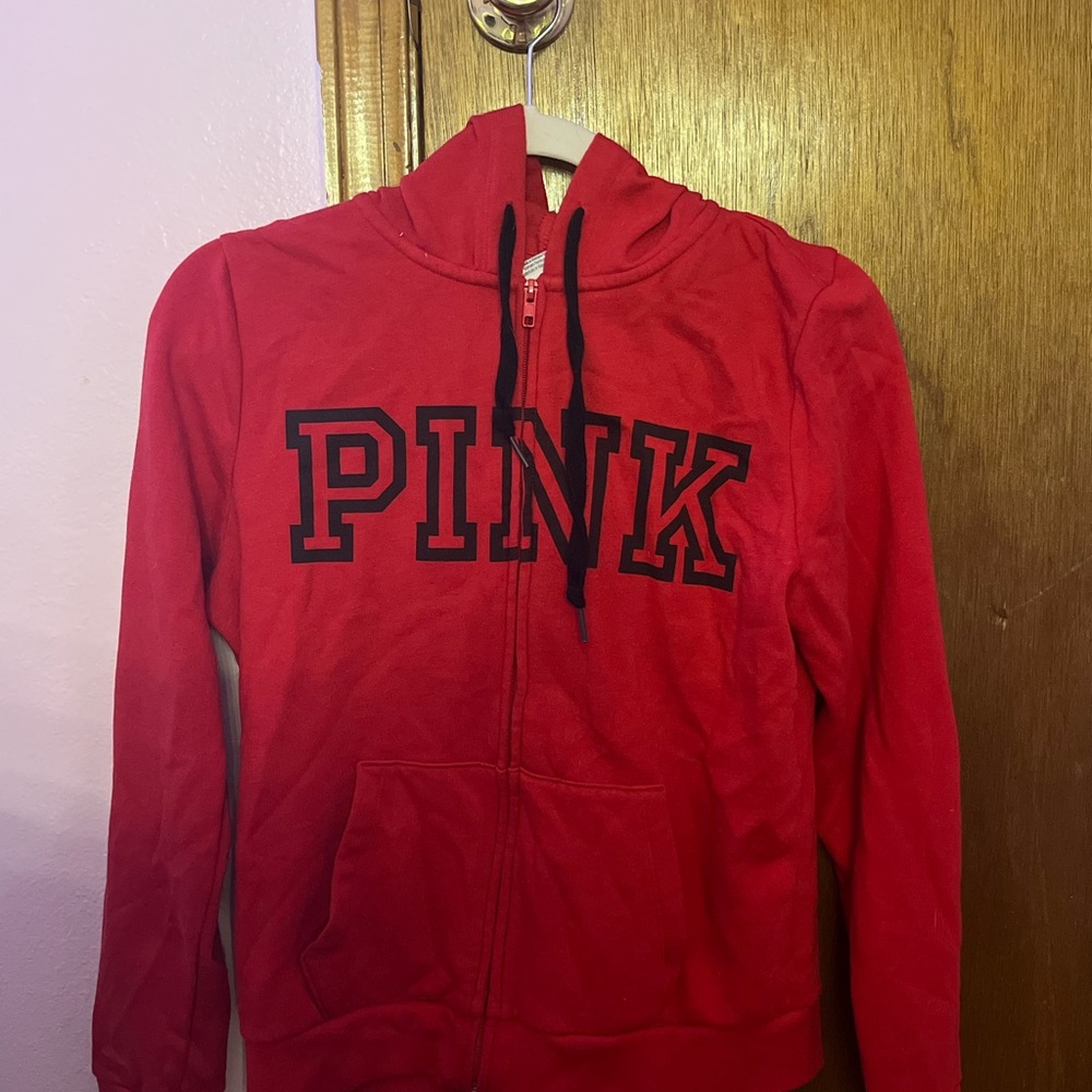 Red PINK Zip-Up Hoodie